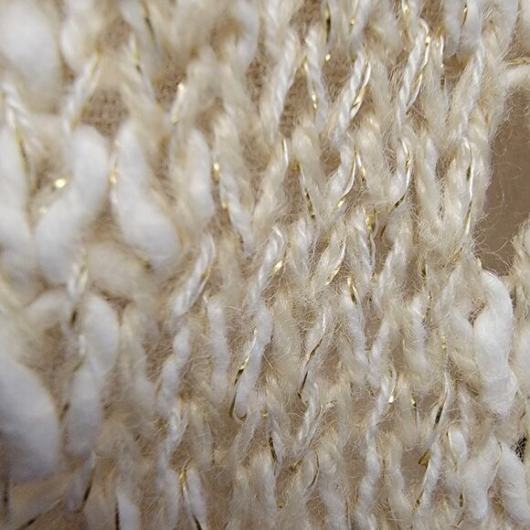 SO Beige Gold Cardigan Sweater Juniors‎ Sz S Metallic Weave Hood Beachy Coastal - Picture 6 of 7